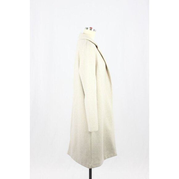 ZARA Light Beige Taupe Polyester Felt Long Open Soft Coat, Size L - Picture 2 of 12